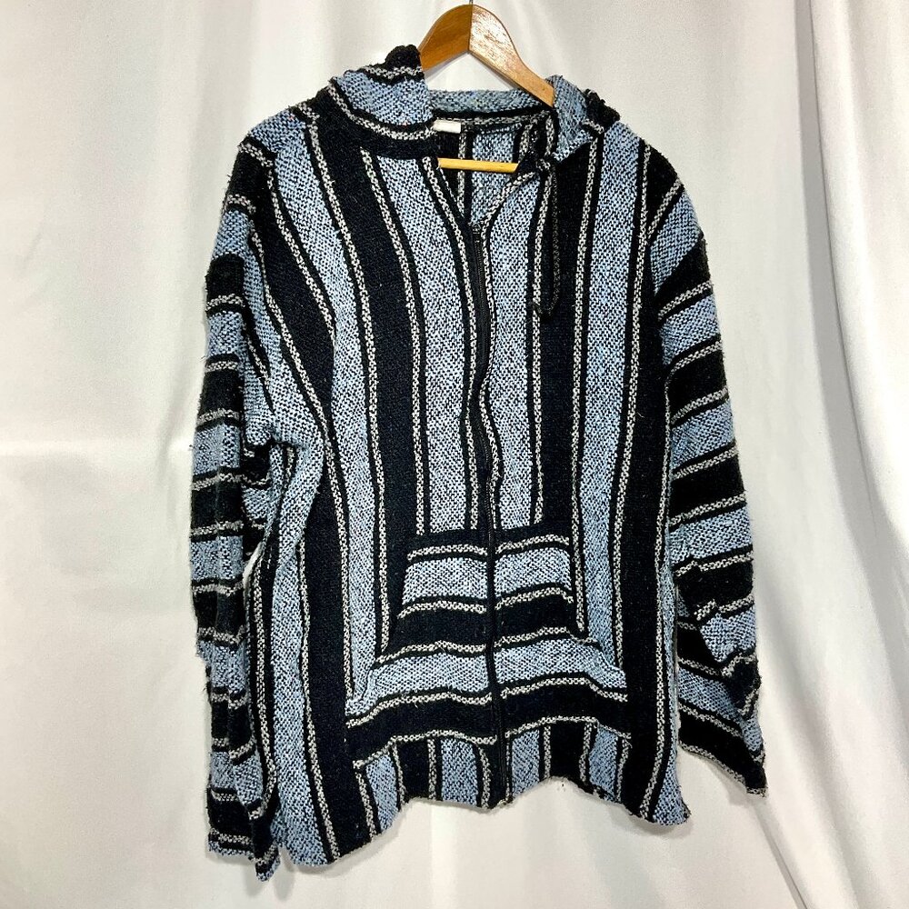 Frank's Baha Hoodie Blue & Black Striped XL Runs Small Beach